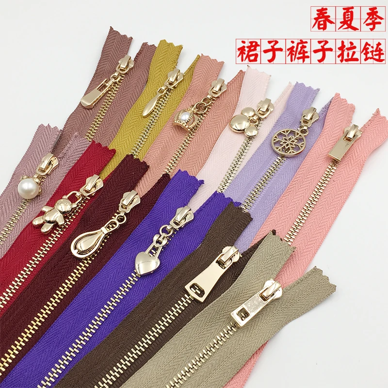 20pcs/lot 3# gold beautiful metal zipper close end for dress skirt pants DIY handbag  sewing accessories sew in with closure