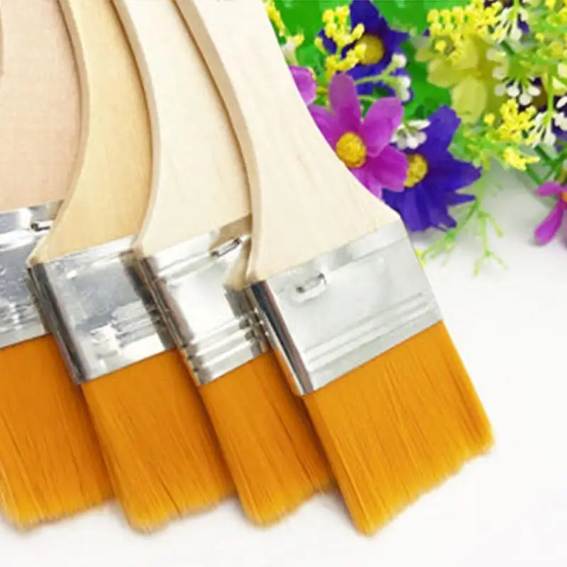 Reutilizáveis Pincéis Set para Crianças, Guache de Nylon com Alças de Madeira, Pintura a Óleo Presente, Churrasco Wall Decor, Home Tool, 12Pcs