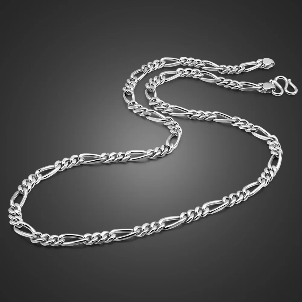 

Hot Sale Fashion 100% 925 Sterling Silver Men's Necklace Pendant Cuban Link Chain 6 mm22" Silver Male Jewelry Gifts for Man