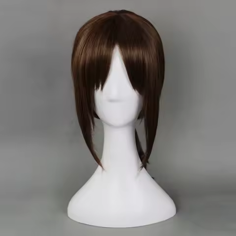 Anime Ymir Cosplay Wig Aurgelmir Brown Short Ponytail Heat Resistant Synthetic Hair Wigs Pelucas + Wig Cap