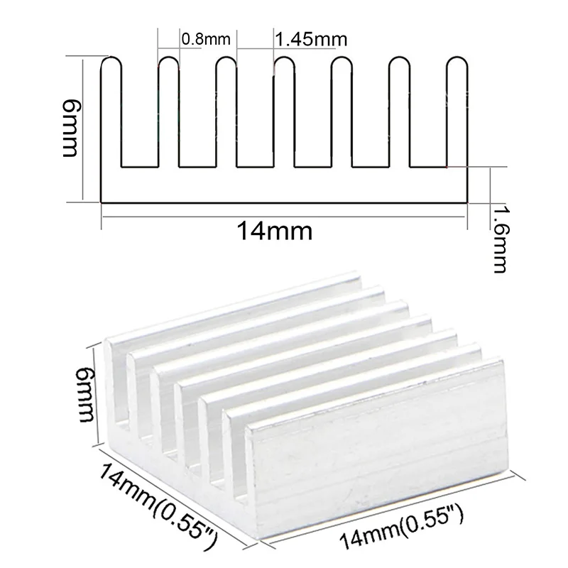 Imagem -04 - Dissipador de Alumínio Younuon14 x 14x6 mm 3000 Pcs Radiador de Resfriamento ic Chip Ram Led Dissipação de Calor