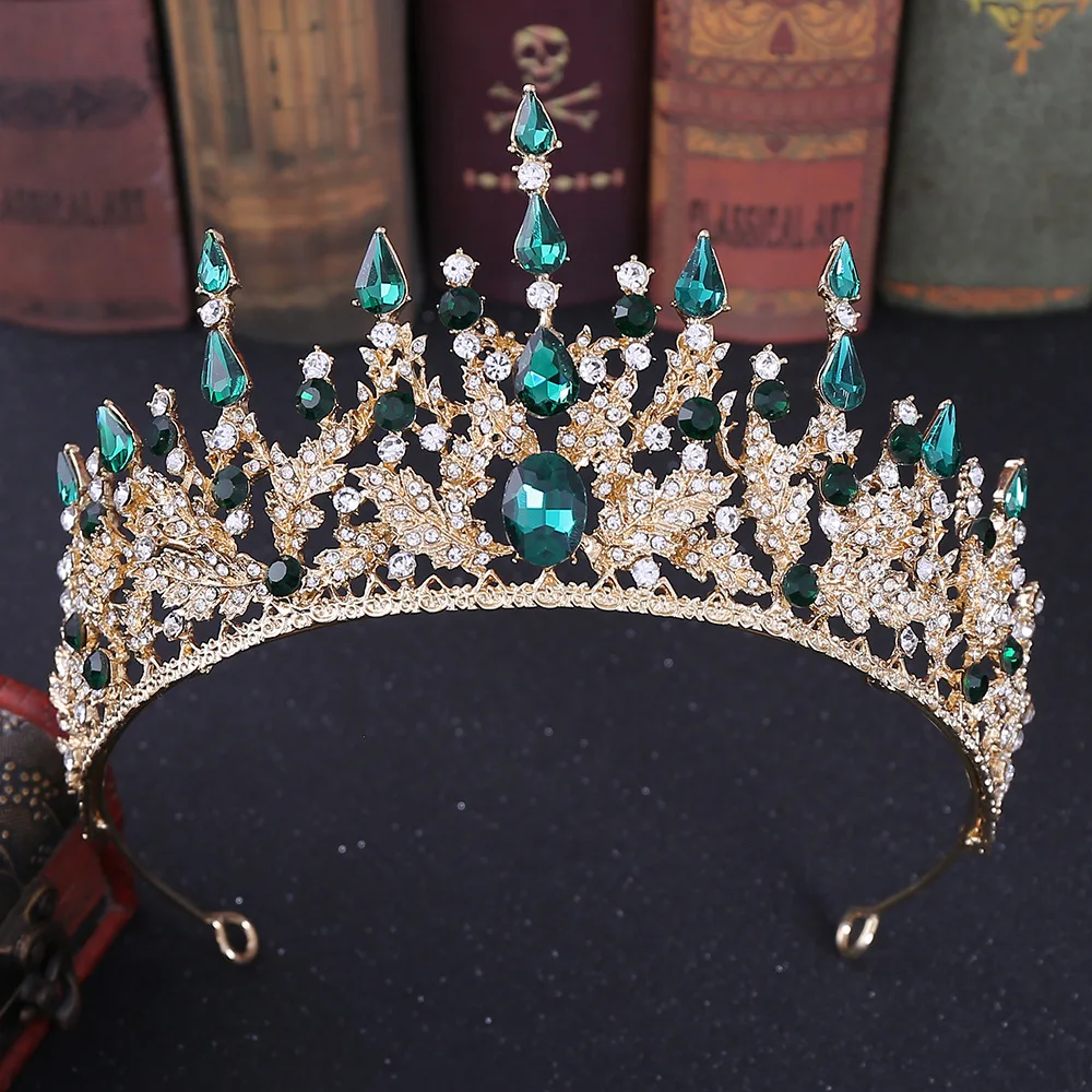 Baroque Retro Bronze Violet Crystal Bridal Tiaras Crown Rhinestone Pageant Diadem Veil Tiara Headbands Wedding Hair Accessories