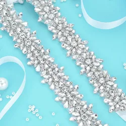 (1PC) Luxury Rhinestones Wedding Dress Belt Silver Crystal Bridal Sash Diamond Bridal Belt For Women Dresses WDD1073