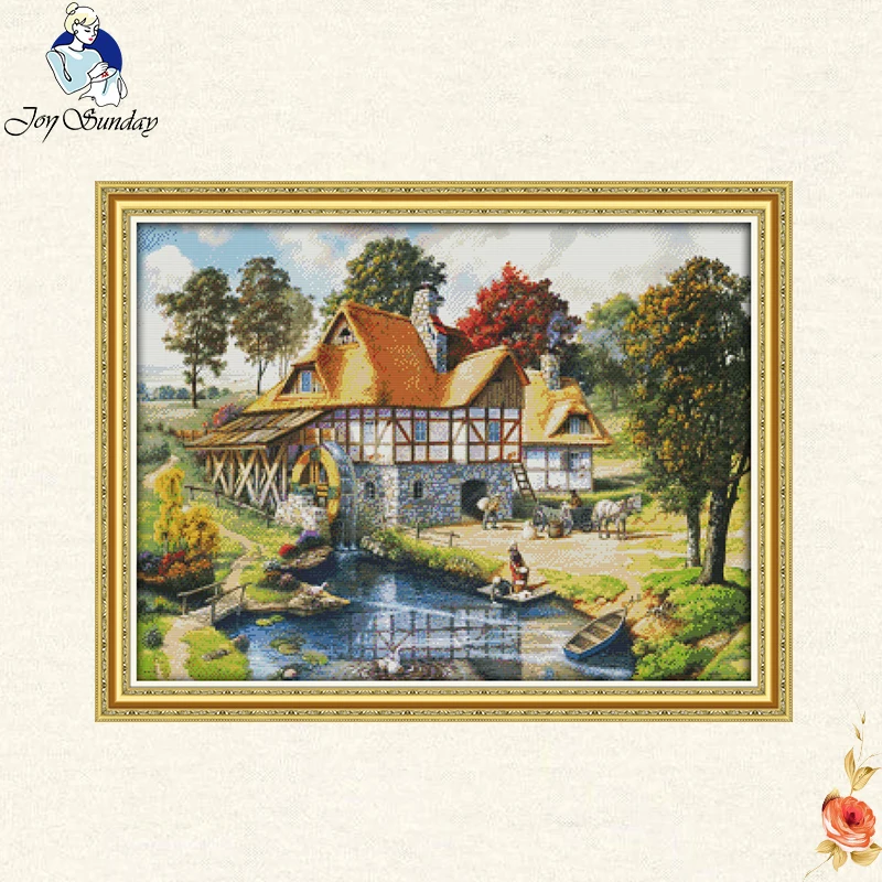 

DIY DMC landscape flower house Cross stitch Needlework,Sets For Embroidery kits,Patterns Counted Cross-Stitching,Wall Home Decor