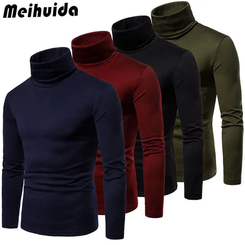 

New Streetwear Men's Winter Warm Cotton High Neck Pullover Jumper Sweater Tops Mens Turtleneck Fashion