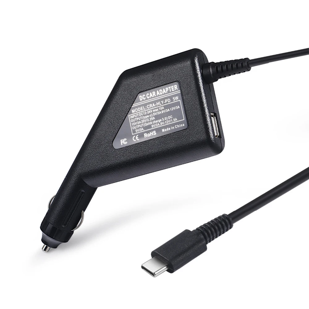 65w usb tipo c universal portátil dc carregador de carro adaptador de alimentação para lenovo hp asus 5v 12v carga rápida 3.0 para adaptador de telefone