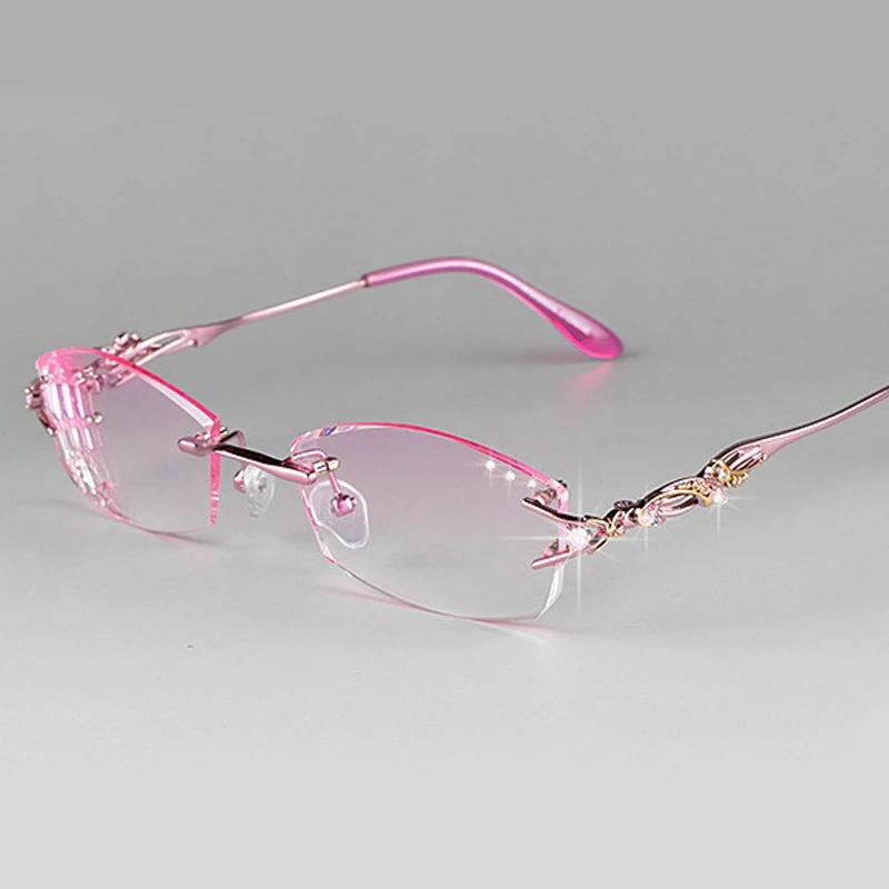 

Chashma Titanium Rimless Prescription Glasses Luxury Tint Lenses Myopia Glasses Reading Glasses Women Colored Lenses Eyeglasses