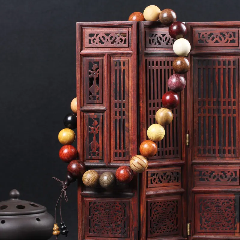 Duobaozhu Handheld Buddha Bead Rosewood Ebony Leaflet Red Sandalwood Cypress Car Trailer Interior Rearview Mirror Pendant