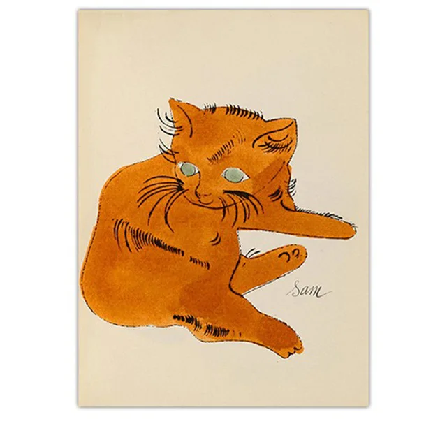 Leinwand Malerei Andy Warhol Katze Tier Poster Retro Poster Wand Dekor Wand Kunst Bild für Wohnzimmer Dekoration Home Deco