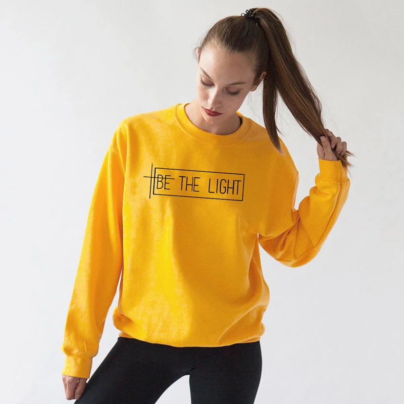 

Be The Light Sweatshirt Vintage Christian Religion Long Sleeve Pullover Hoodie Casual Funny Tumblr Graphic Jumper Sweatshirts