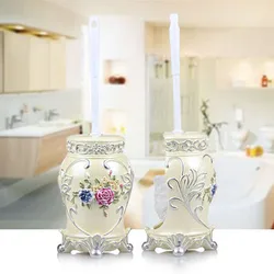 European Resin Cleaning Brush Bathroom Toilet Brush Set Long Handle Brush Round Head Soft Brush Base Household Accessories