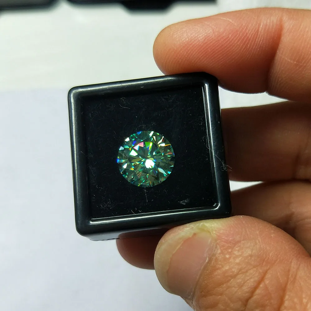 Factory Price Carat Stone 3.0-12mm Green Color Round Brilliant Cut Loose Synthetic SIC Moissanites for Jewelry Making