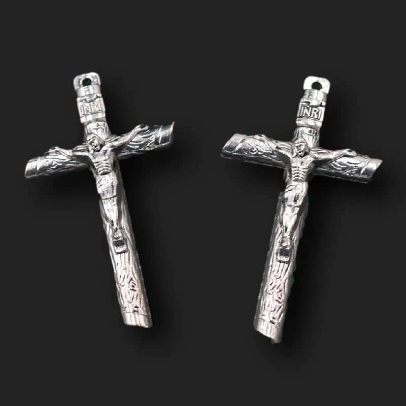 2pcs Silver Plated 3D Christian Jesus Cross Pendants Retro Bracelet Necklace Metal Accessories DIY Charms Jewelry Crafts Making