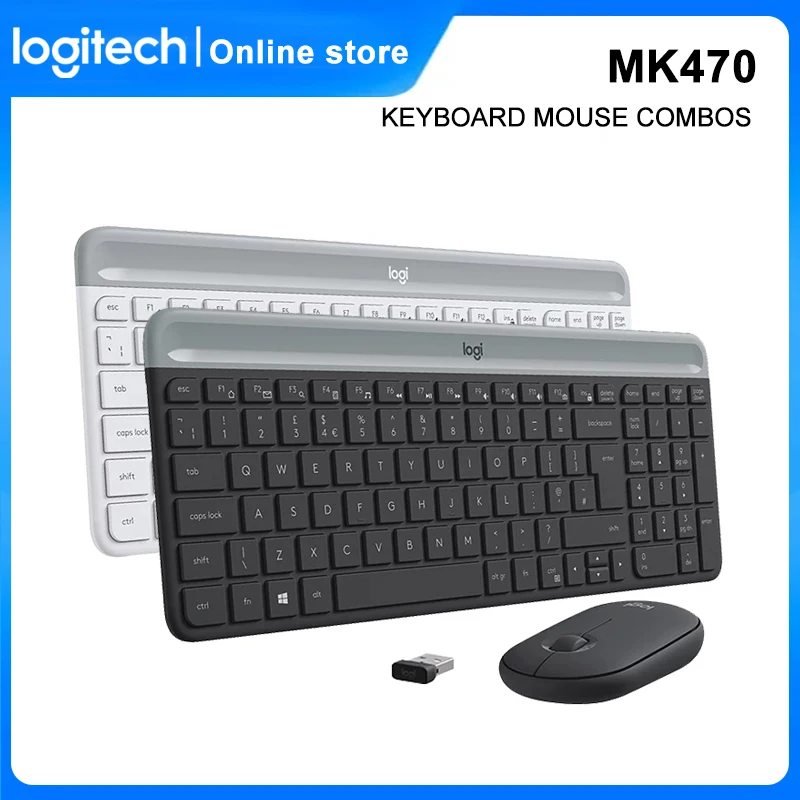 Logitech MK470 Keyboard Mouse Combos 1000DPI Optical Mouse Set For PC 2.4G Office Business Portable Lightweight