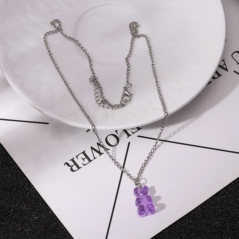 Aihua Candy Farbe Sterne Herzen Gummy Mini Bär Kette Halsketten für Frauen Nette Cartoon Tier Anhänger Schmuck Femme Bijoux Collare – Detail 8