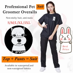 S/M/L/XL/3XL Pet Groomer Waterproof Uniform Suit Cut Pet Hair Breathable Soft Pet Beautician Overalls Set Pro Groomer Robe G0708