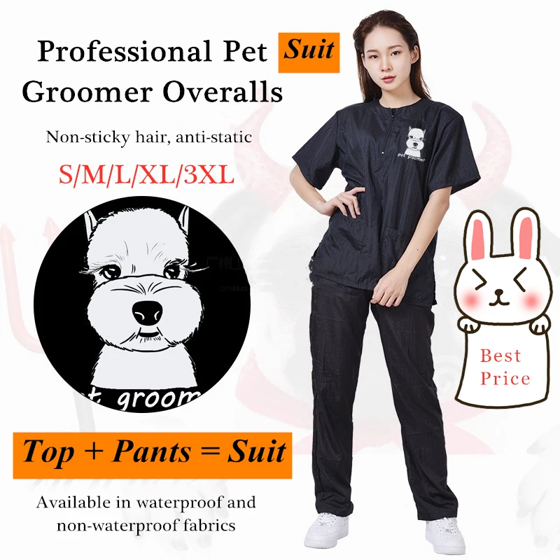 S/M/L/XL/3XL Pet Groomer wodoodporny jednolity garnitur Cut sierść zwierząt oddychająca miękka Pet kosmetyczka kombinezon zestaw Pro Groomer Robe G0708