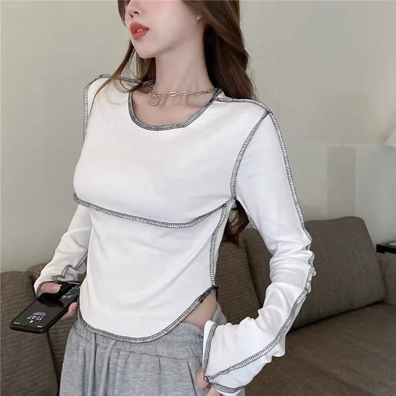 Long Sleeve T-shirts Women O-neck Skinny All-match Design Tops Female Tees Clothes Cozy Classic Spring Daily Basic Popular Teens