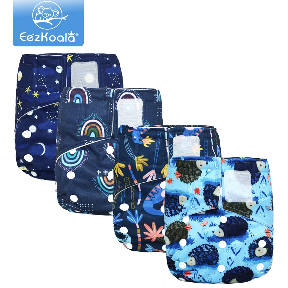 Eezkoala 1pc eco-friendly pano fralda pano rápido seco bebê fraldas reutilizáveis inserção fralda gancho & laço fechamento com dois bolsos