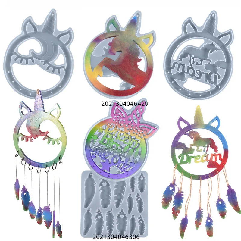 DIY Epoxy Resin Mold Unicorn Pendant Wind Chime Jewelry Silicone Mold Handcraft Molds