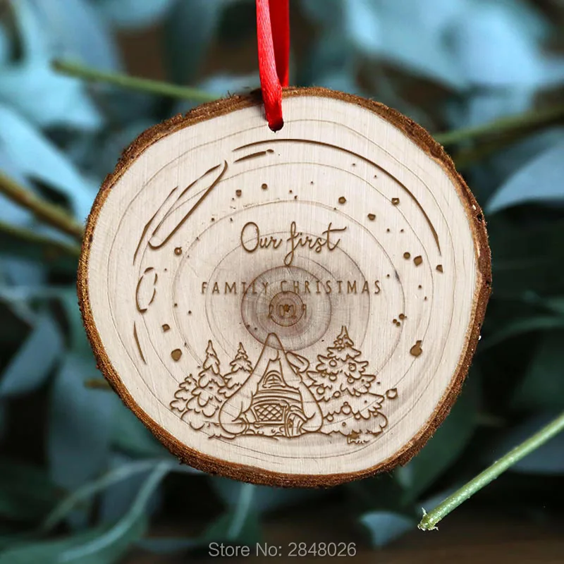 

Custom wooden slice Our First Family Christmas Ornament,Personalized engraved Christmas Ornament,Custom Starry Sky Ornament Ball