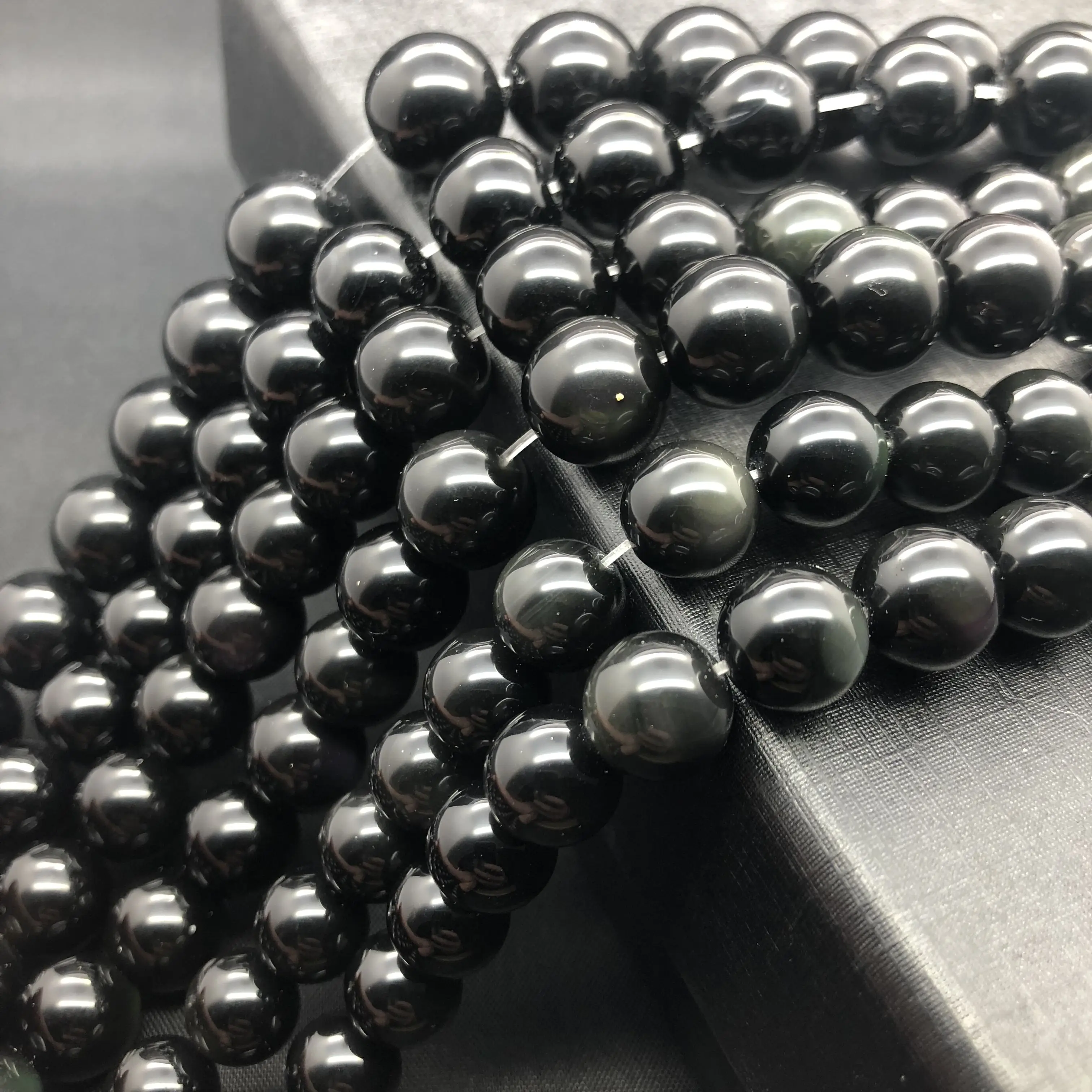 Obsidian Beads 4-16mm Round Black Natural Loose Stone Bead Diy for Necklace