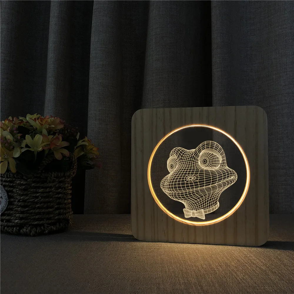 

Flog 3D LED Arylic Wooden Night Lamp Table Light Switch Control Carving Lamp for Friends Birthday Party Fan's Gift Dropship