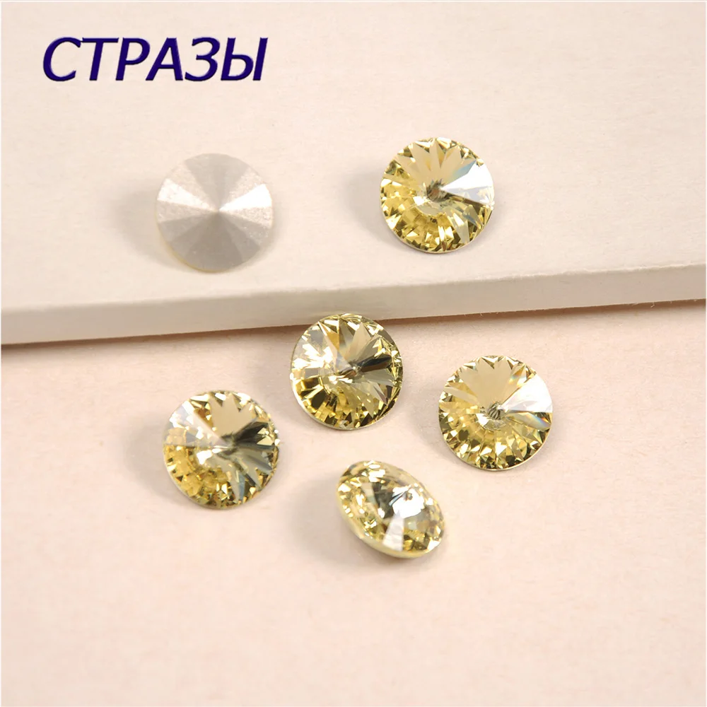 

CTPA3bI Jonquil Strass Rivoli Round Gem Sew On Zircons Point Back Strass Crystal Applique Sewing Rhinestones For Jewelry Clothes