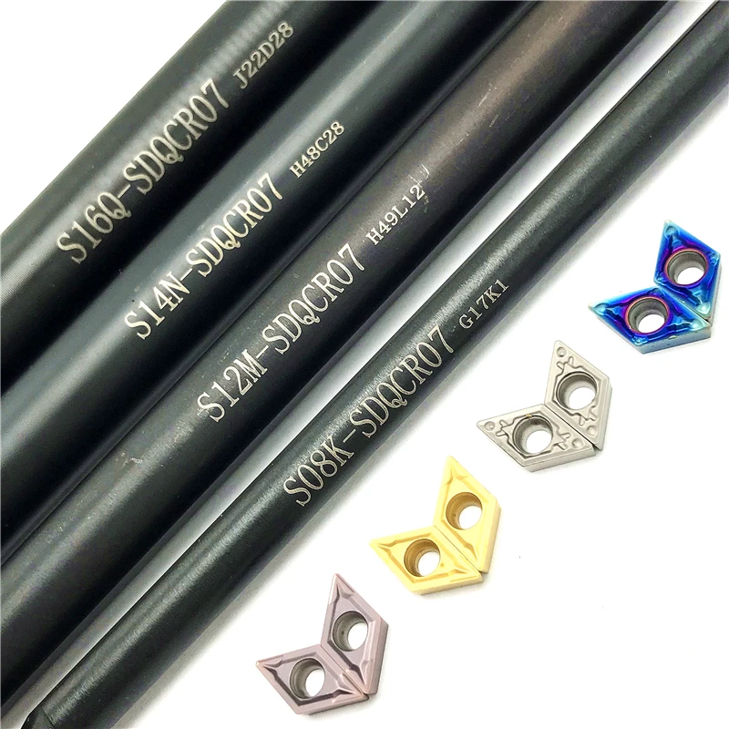 Portaherramientas de torneado interno de S08K-SDQCR07, S10K-SDQCR07 de S12M-SDQCR07, inserto de carburo, herramienta de corte DCMT070204