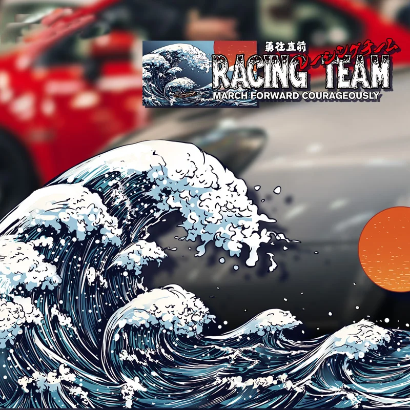 Japanese Style Ocean Wave JDM Car Sticker Emblem Auto Badge Window Trunk Door Decal Decor Motorcycle Automobile Accessories