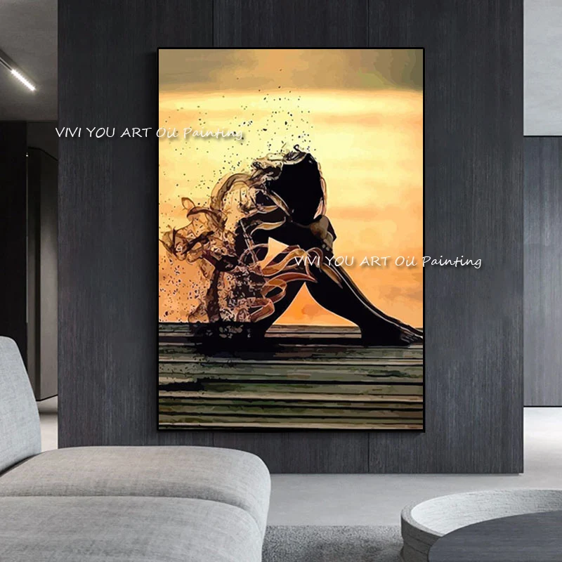 

100% Hand Painted Modern Naked Woman Figure Oil Paintings On Canvas Abstract Art Wall Pictures For Living Room Home Decoration