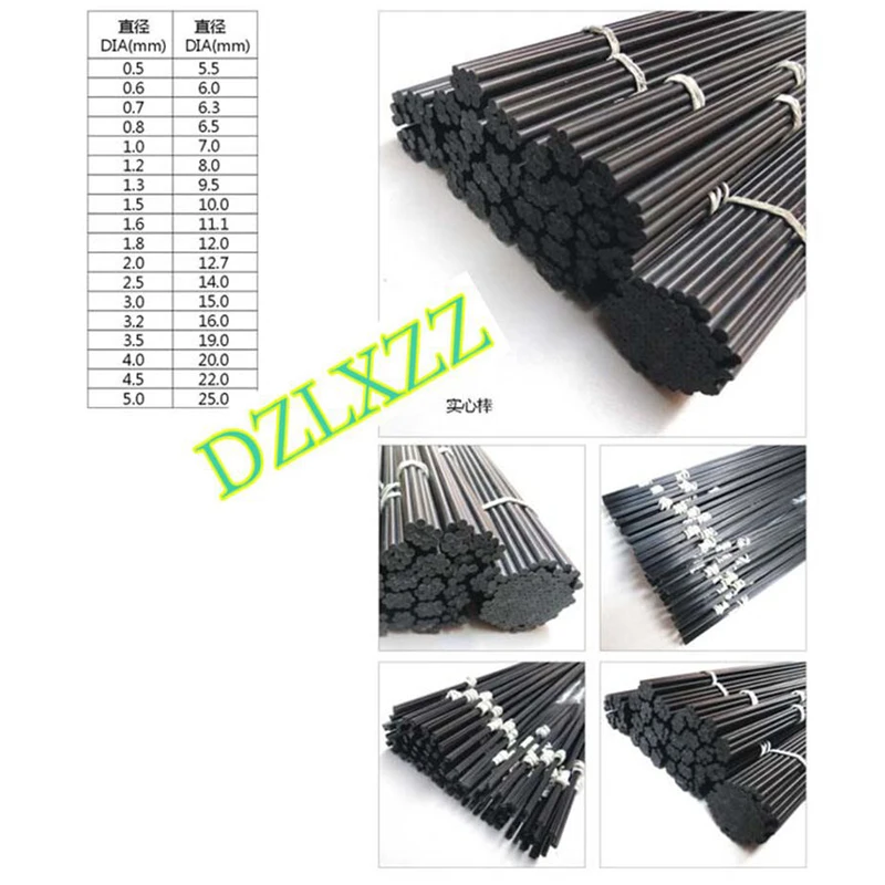 10 sztuk pręt z włókna węglowego Dia 0.8mm długość 1000mm dla RC samolot matowy hurtownia