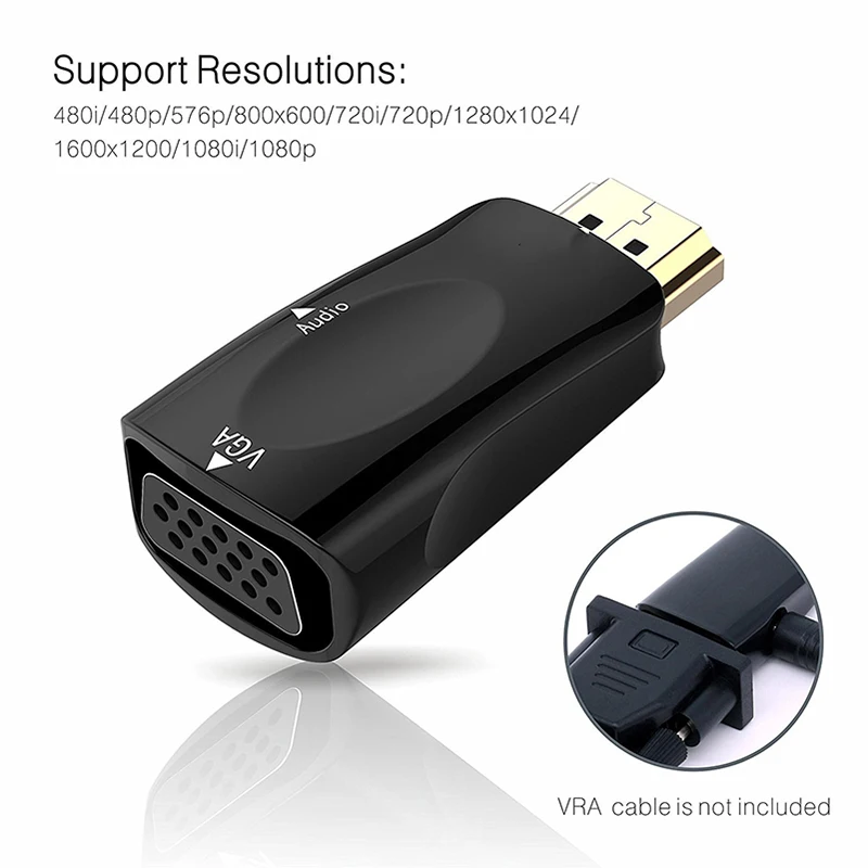 Felkin adattatore HDMI compatibile con VGA con cavo Audio convertitore Video HDMI maschio a VGA femmina 1080P per proiettore portatile HDTV