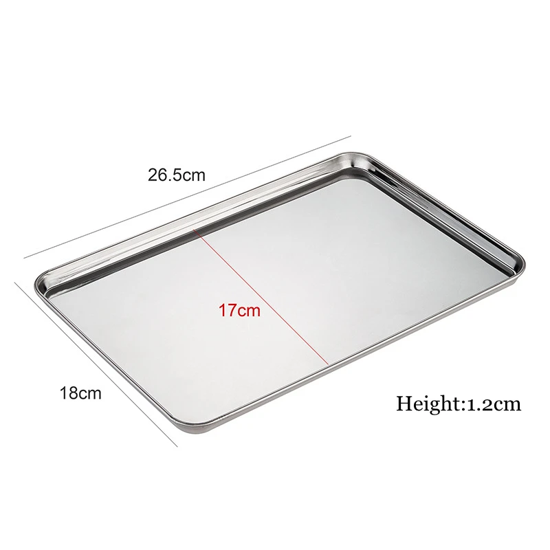 Stainless Steel Rectangle Storage Baking Tray Plates for Food Bread Container Steamed Sausage Dishes Tableware Kitchen Organizer