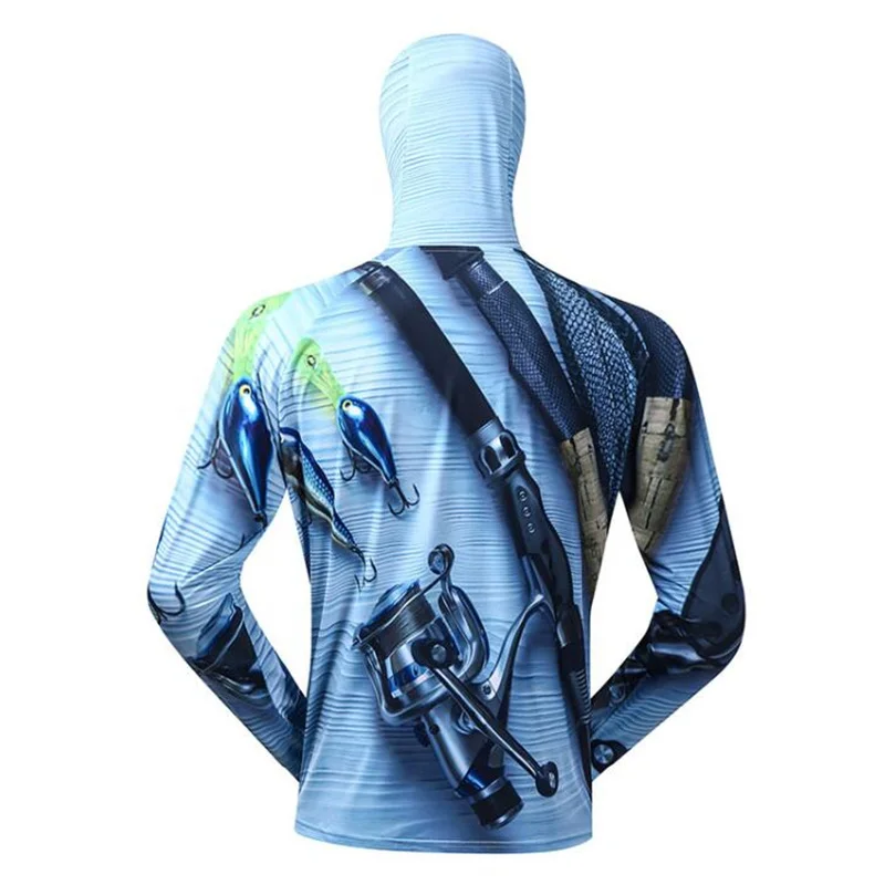 Fishing Shirt Breathable Quick Dry Fishing Jersey Anti-UV Sunscreen Sun Protection Clothes Professional Fishing Hoodie With Mask