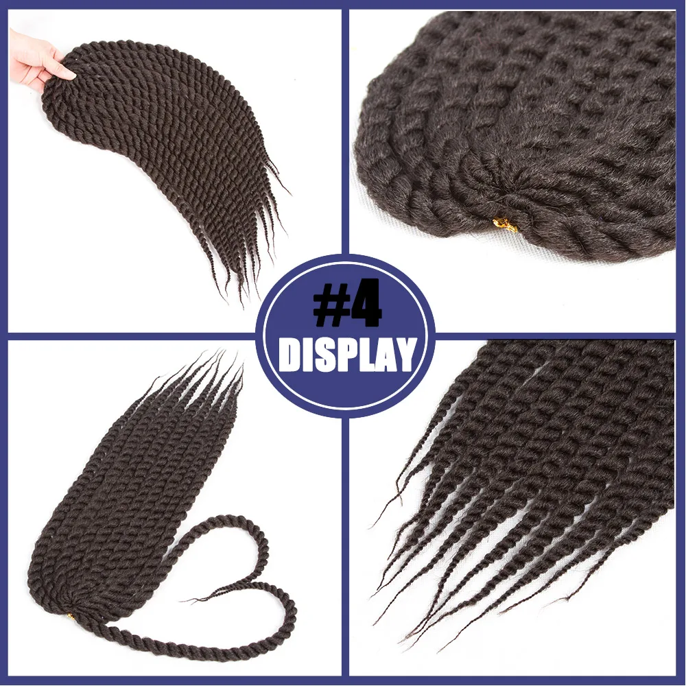 Havana Twist Crochet Hair para trenzas, extensiones de cabello sintético trenzado, Mujeres Africanas senegalesas, 12/18/22 pulgadas