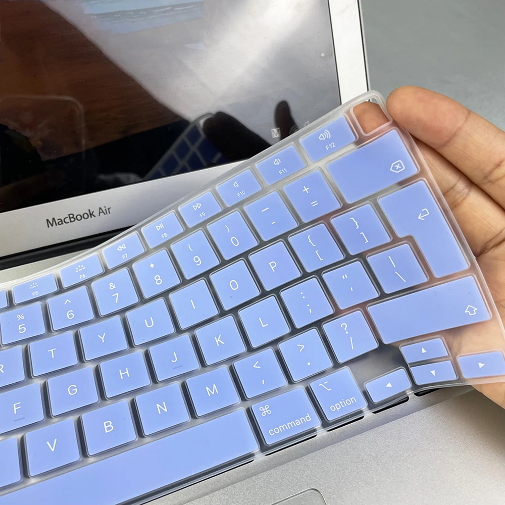 Penutup Keyboard Laptop EU US-Enter untuk Macbook Air 13 A2337 A2179 Warna Silikon Tahan Air Casing Film Pelindung Keyboard