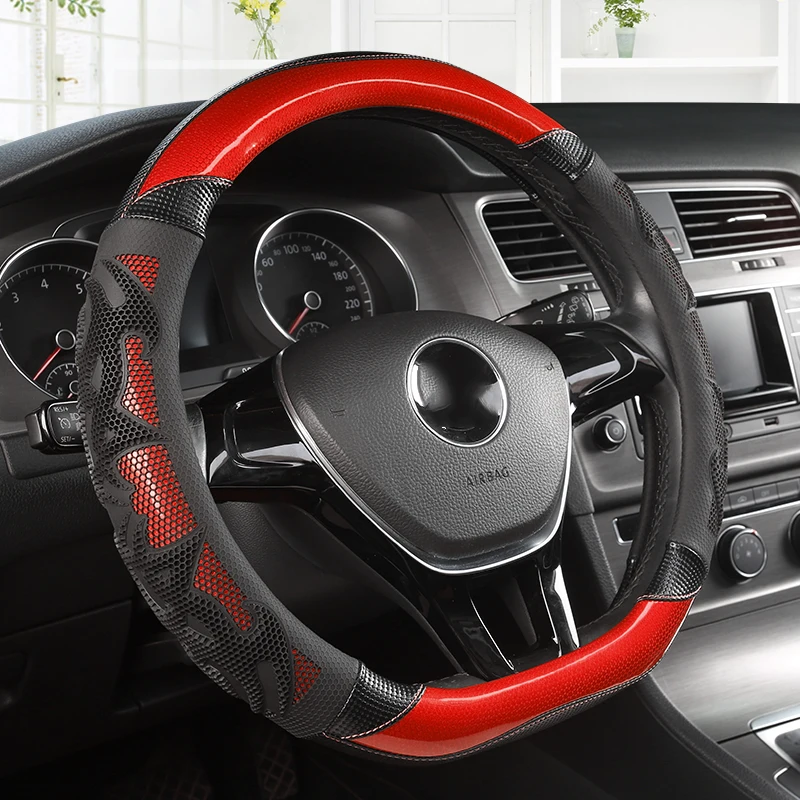 D Shape Car Steering Wheel Cover for VW Jetta 6 2017-2019 Golf 7 Scirocco Bettle 2012-2019 Tiguan 2019 2020 Auto Accesorioss