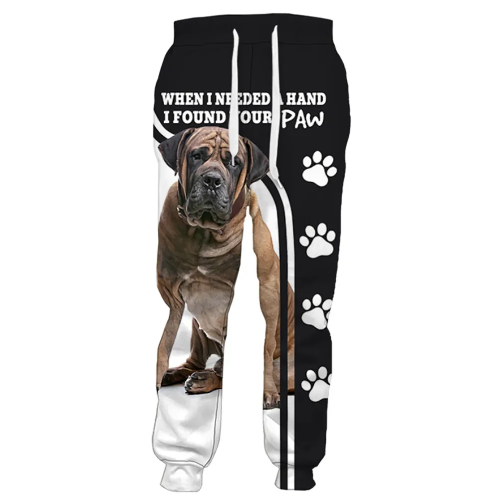 HX Border Collie Print Pants 3D Graphic Como  Animals Splicing Sweatpants Elastic Pockets Sportswear Harajuku Streetwear