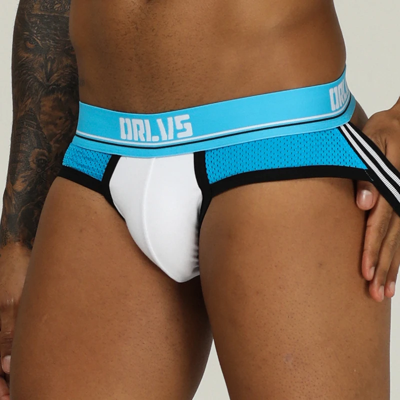 ORLVS-Roupa Interior Sexy Gay Jockstrap dos homens, tanga masculina, fio dental, tanga de malha respirável, biquíni gay, marca