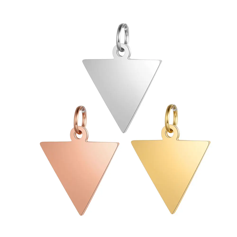 5Pcs/Lot 3 Colour 100% Stainless Steel  Triangle Tag Charm For Bracelet Necklace Jewelry Making Accessories