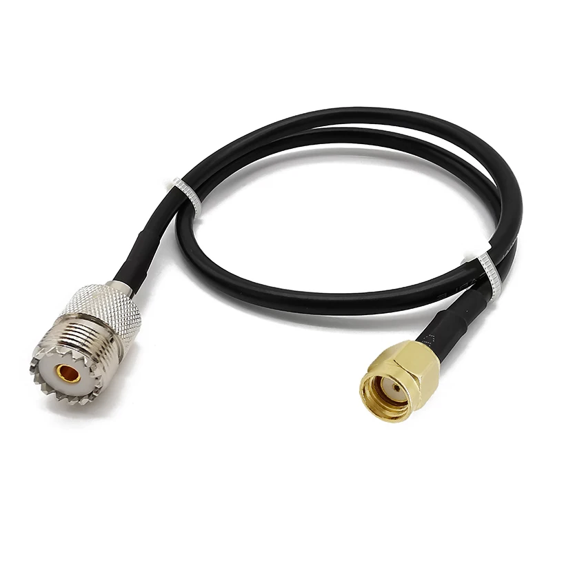 RP SMA Male to UHF PL-259 SO-239 Female LMR195 Extension Cable UHF SO239 to SMA Connector for CB Ham Radio Antenna Scanner