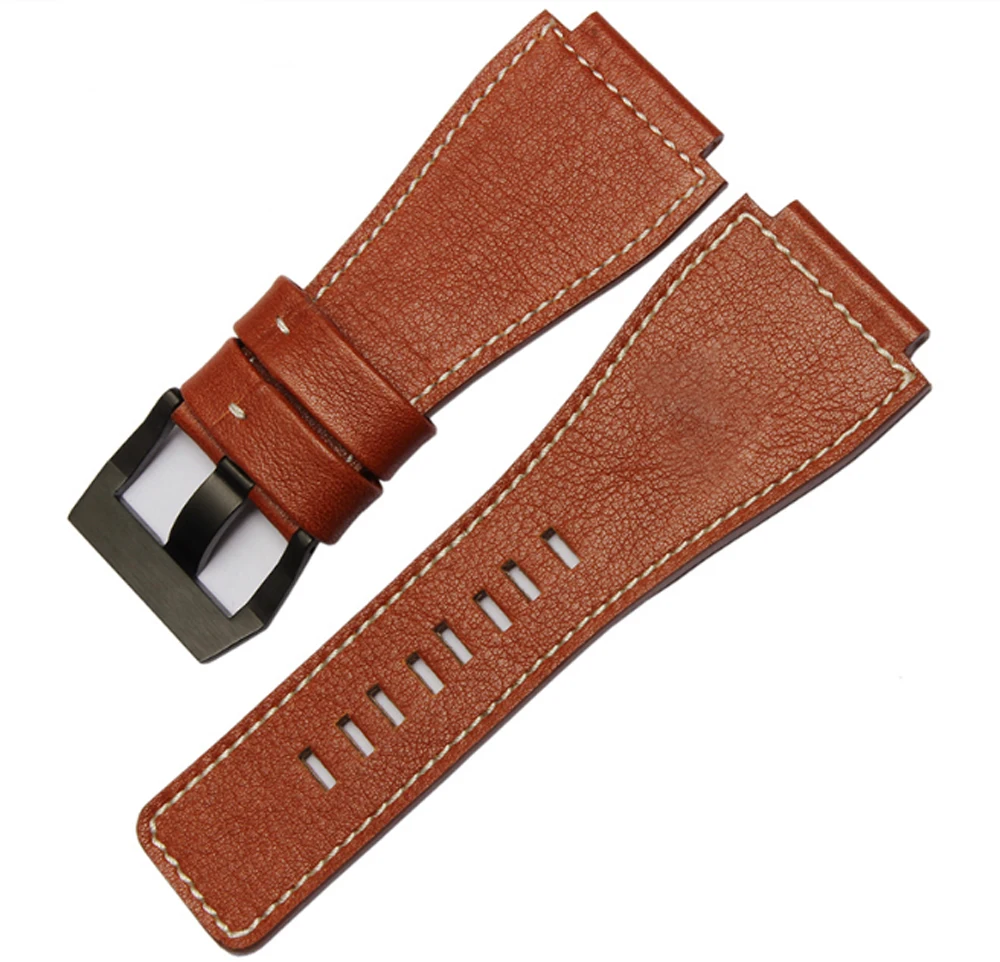 35*24mm Convex End Calfskin Leather Watch Band For Bell Series BR01 BR03 Strap Watchband Bracelet Belt Ross Rubber Man