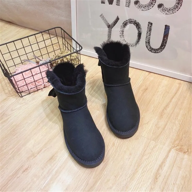 Fashion Real Natural Wool Shoes Women 2022 Woman Winter Classic Snow Boots Genuine Sheepskin Women\'s Boots Warm Women Shoes