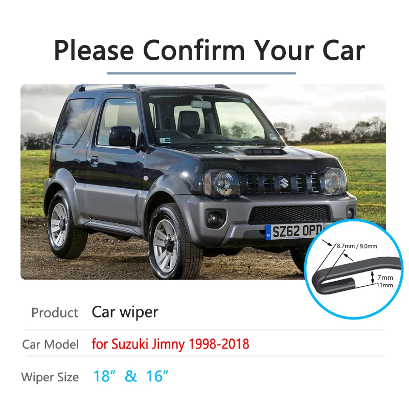 Car Wiper Blades for Suzuki Jimny 1998~2018 Front Windscreen Wipers Car Accessories Stickers 1999 2000 20010 2011 2012 2013 2014