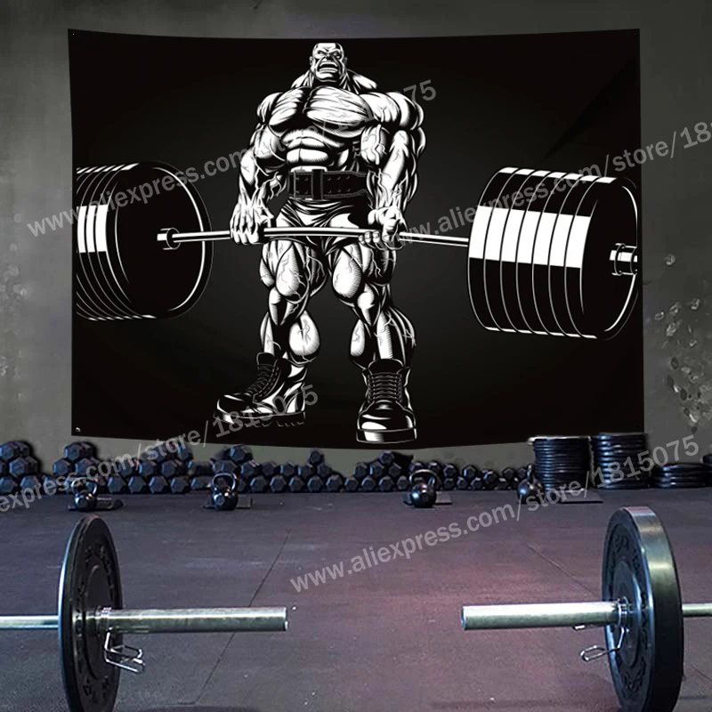 Muscle Animal Poster Flag Banner 144* 96cm Wall Art Home Decor Custom Bodybuilding Sports Motivational Workout Muscle