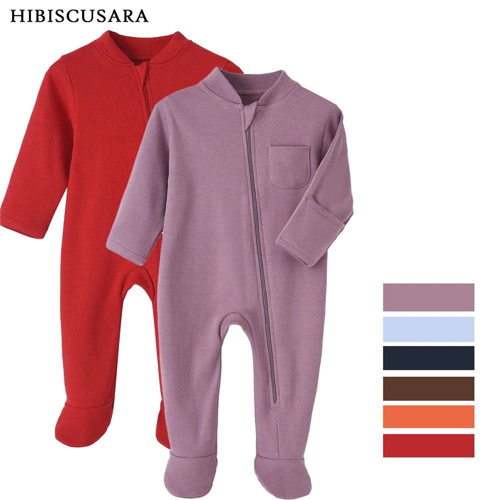 Ropa de bebé recién nacido 100% de algodón, mono de Color sólido, peleles con cremallera, camisa de fondo de primavera para niños y niñas, monos con