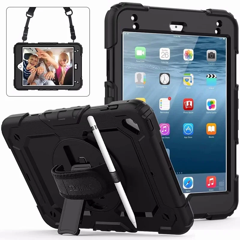 

Case For Apple iPad mini 5 2019 7.9" Cover Shockproof Hand & Neck Strap Heavy Duty Silicone Safe Child case For iPad mini 5 case