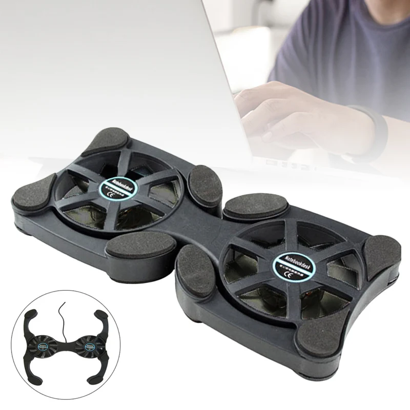 Có Thể Gấp Gọn USB Quạt Làm Mát Mini Bạch Tuộc Mát Miếng Lót Êm Chân Đế Đôi Người Hâm Mộ Dành Cho Notebook Laptop Pad