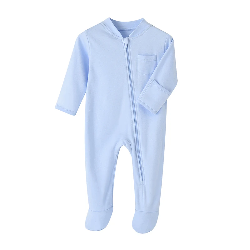 Newborn Baby Romper Footed Spring Autumn Girls Boys Bodysuit Soft Cotton Toddler Jumpsuits Solid Color Overalls Infant Clothing